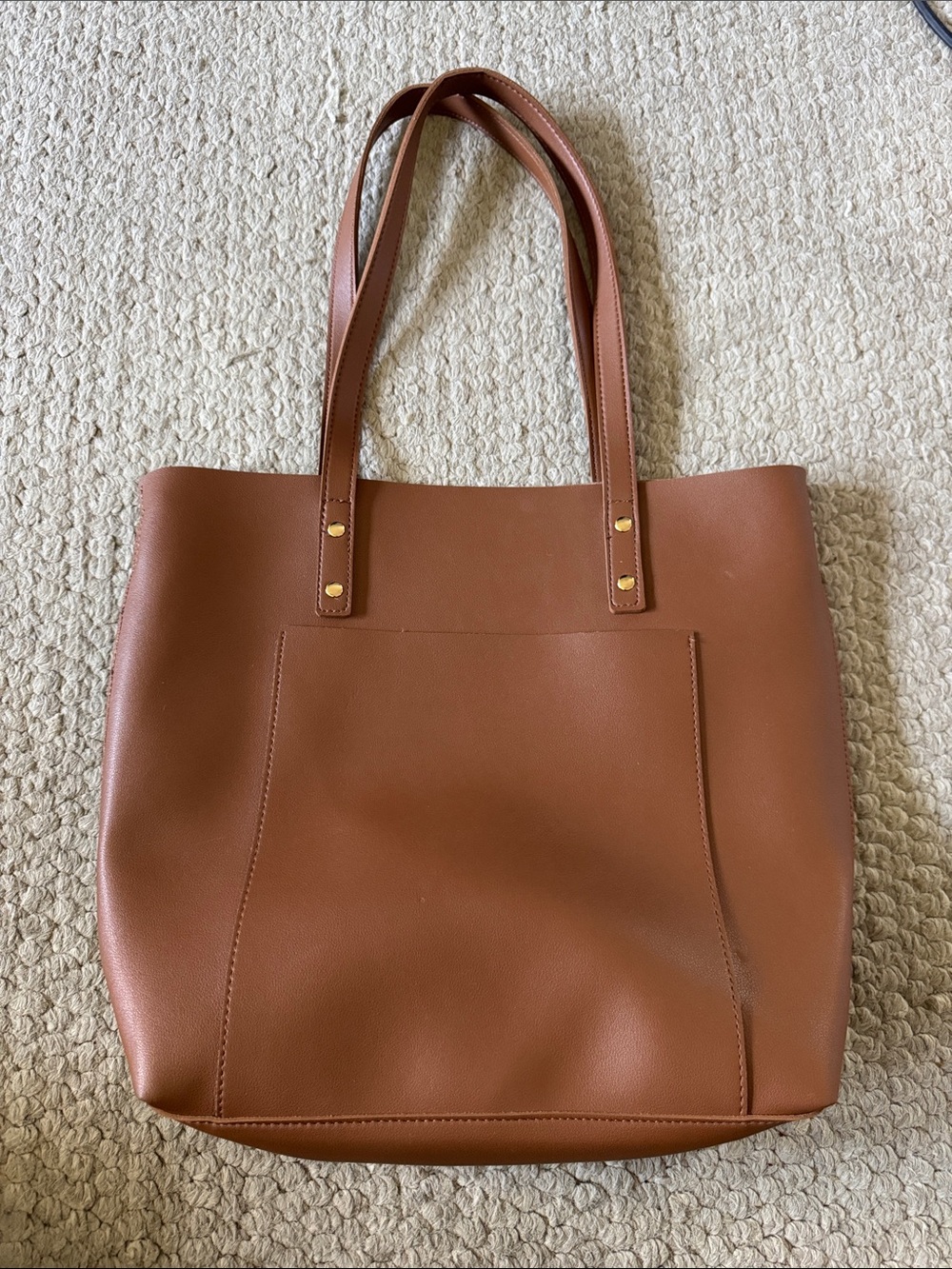 Henny + Lev new vegan leather caramel tote  bag 13” computer shoulder Crossbody
